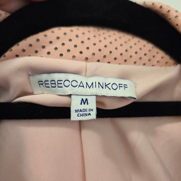 Rebecca Minkoff Wes Perforated Leather Moto Jacket Blush Pink Size Medium - Picture 5 of 8